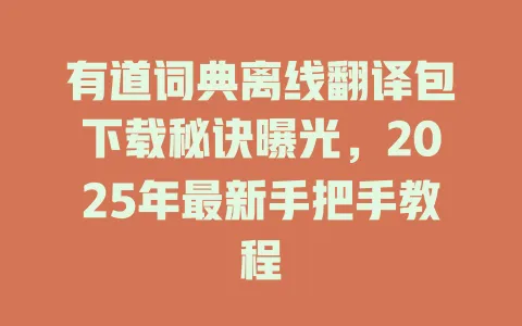 有道词典离线翻译包下载秘诀曝光，2025年最新手把手教程 一
