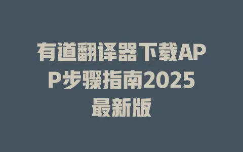 有道翻译器下载APP步骤指南2025最新版 一