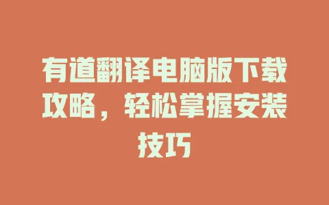 有道翻译电脑版下载攻略，轻松掌握安装技巧 一