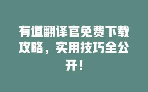 有道翻译官免费下载攻略，实用技巧全公开！ 一
