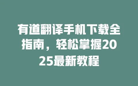 有道翻译手机下载全指南，轻松掌握2025最新教程 一
